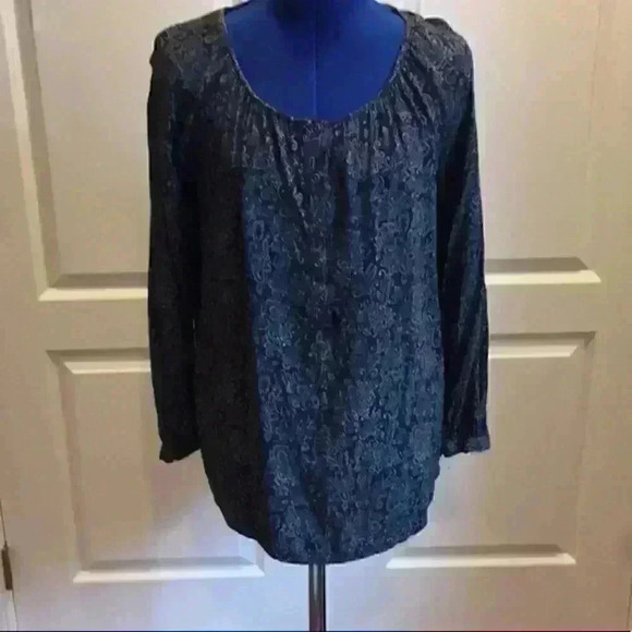 Rayon tunic charcoal gray with light gray … - Picture 1 of 6